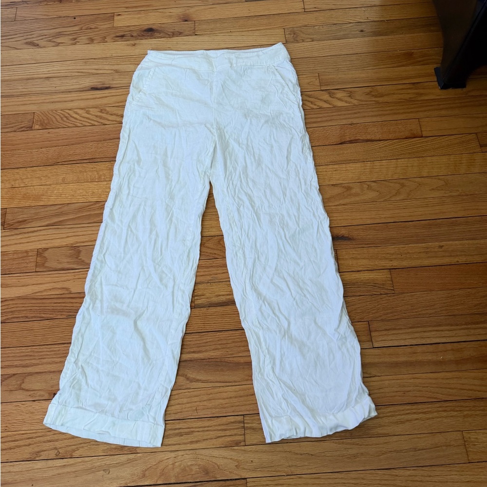 🎯Chico’s Linen Pullover Trousers Straight coastal minimalist white pants 6